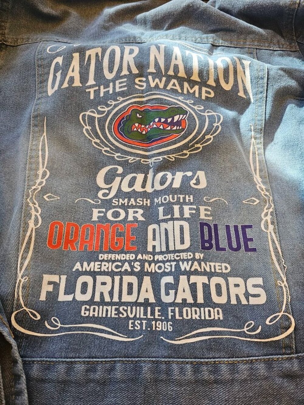 Florida Gators Denim Jean Short Jacket with Removable Hoodie Size S/M Women - Picture 2 of 14